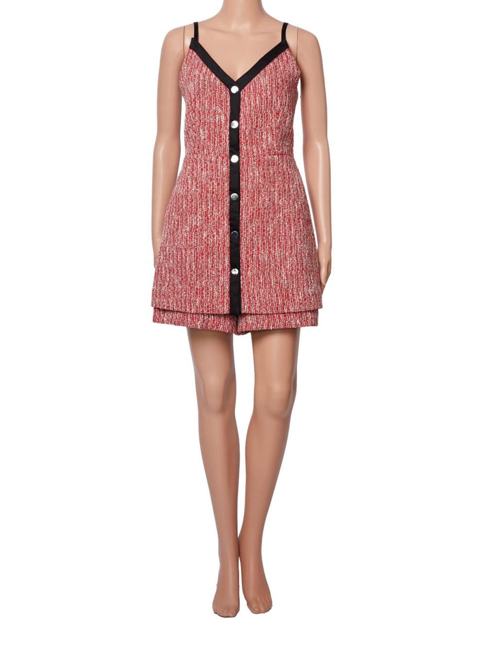 Maje Paris Red & White Tweed Skort Romper